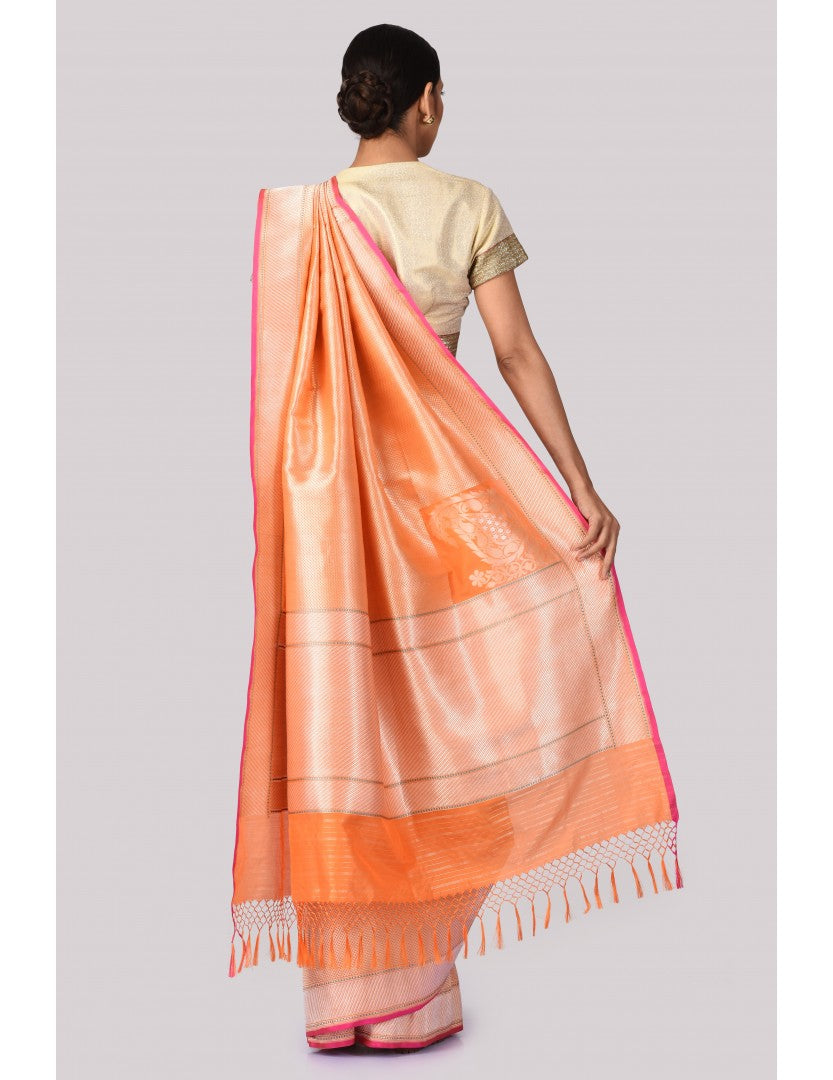 Benaras Danedar Brocade with Konia Orange Saree
