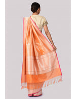 Load image into Gallery viewer, Benaras Danedar Brocade with Konia Orange Saree
