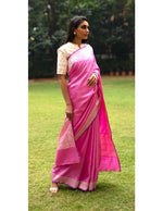 Load image into Gallery viewer, Benaras Rose Gara Satin Pink Saree
