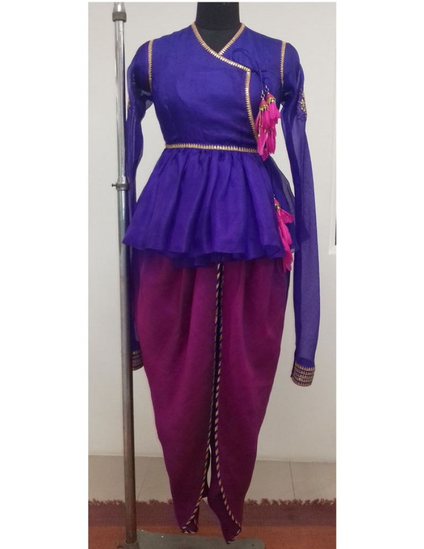 Kota Silk Peplum Purple Blouse and Dhoti