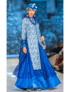 Kota Silk Blue Skirt and Dupatta with a Dupion Silk Blue Tunic