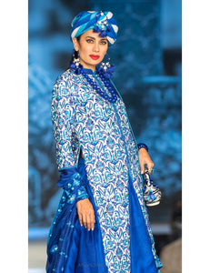 Kota Silk Blue Skirt and Dupatta with a Dupion Silk Blue Tunic