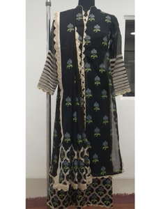 Kota Cotton Long Black Tunic with Palazzo