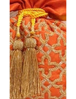 Load image into Gallery viewer, Dupion Silk Lattice Jaal Orange/Yellow Potli
