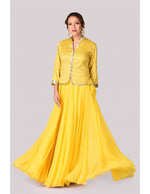 Load image into Gallery viewer, Brocade jacket with a Yellow Chiffon Skirt (On Order Only)
