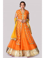 Load image into Gallery viewer, Kotah Silk Long Jacket with Orange Skirt (On order only)
