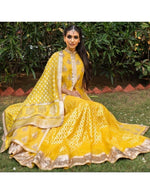 Load image into Gallery viewer, Tissue Chanderi Gota Patti Buta With Chanderi Yellow Skirt (On order only)
