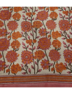 Kota Flower Jaal Printed Ivory Saree with Mukiesh
