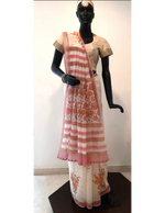 Load image into Gallery viewer, Kota Flower Jaal Printed Ivory Saree with Mukiesh
